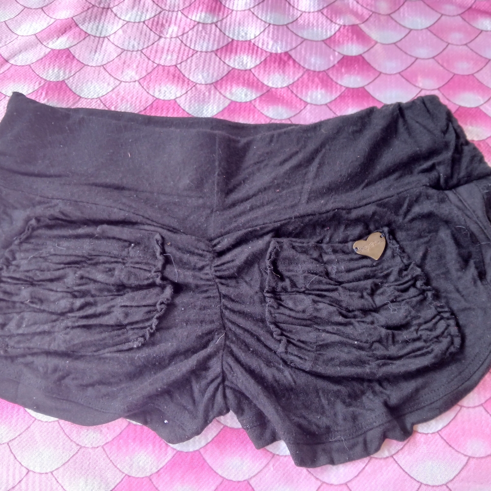 Black Women's Shorts with Heart Detail